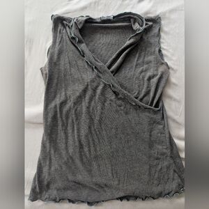 Brown And Green Ruffled Tank Top OS